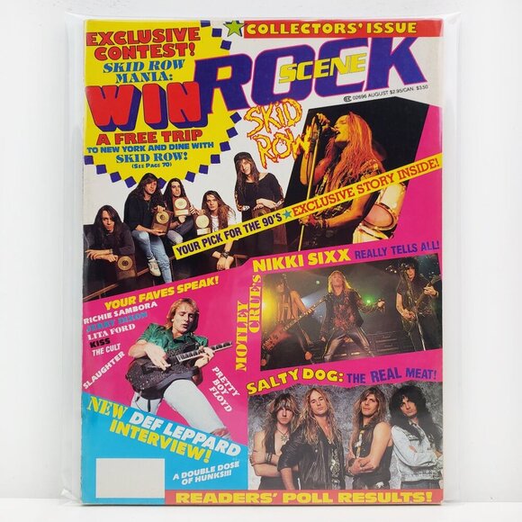 Rock Scene Magazine KISS Skid Row Motley Crue Cult Def Leppard VTG August 1990 - Picture 1 of 10